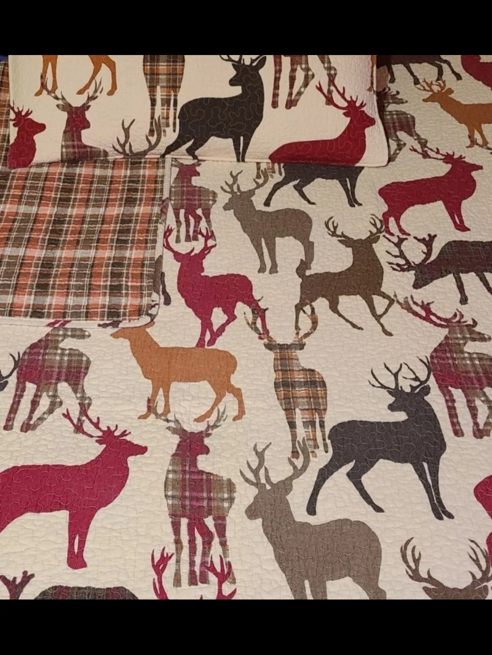 Deer Print Quilted Pillow Shams and Bedspread